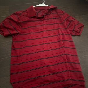 Under Armour Men's Polo in Red and Black Stripes